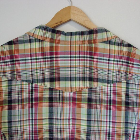 Talbots Plaid Linen Flax Blazer Jacket Flax Madras Preppy Blue Pink Green 16 W - Picture 13 of 15